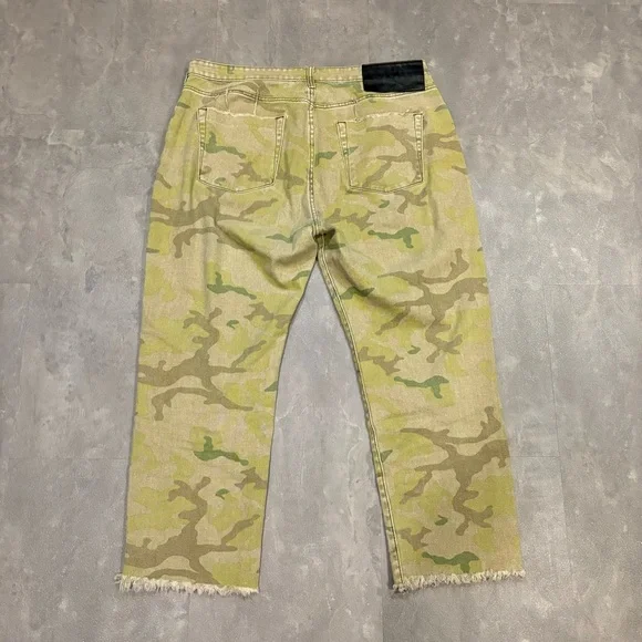 ONE TEASPOON Bandits High Waist Cropped‎ Boyfriend Straight Leg Camo Jeans 30 - Picture 7 of 16